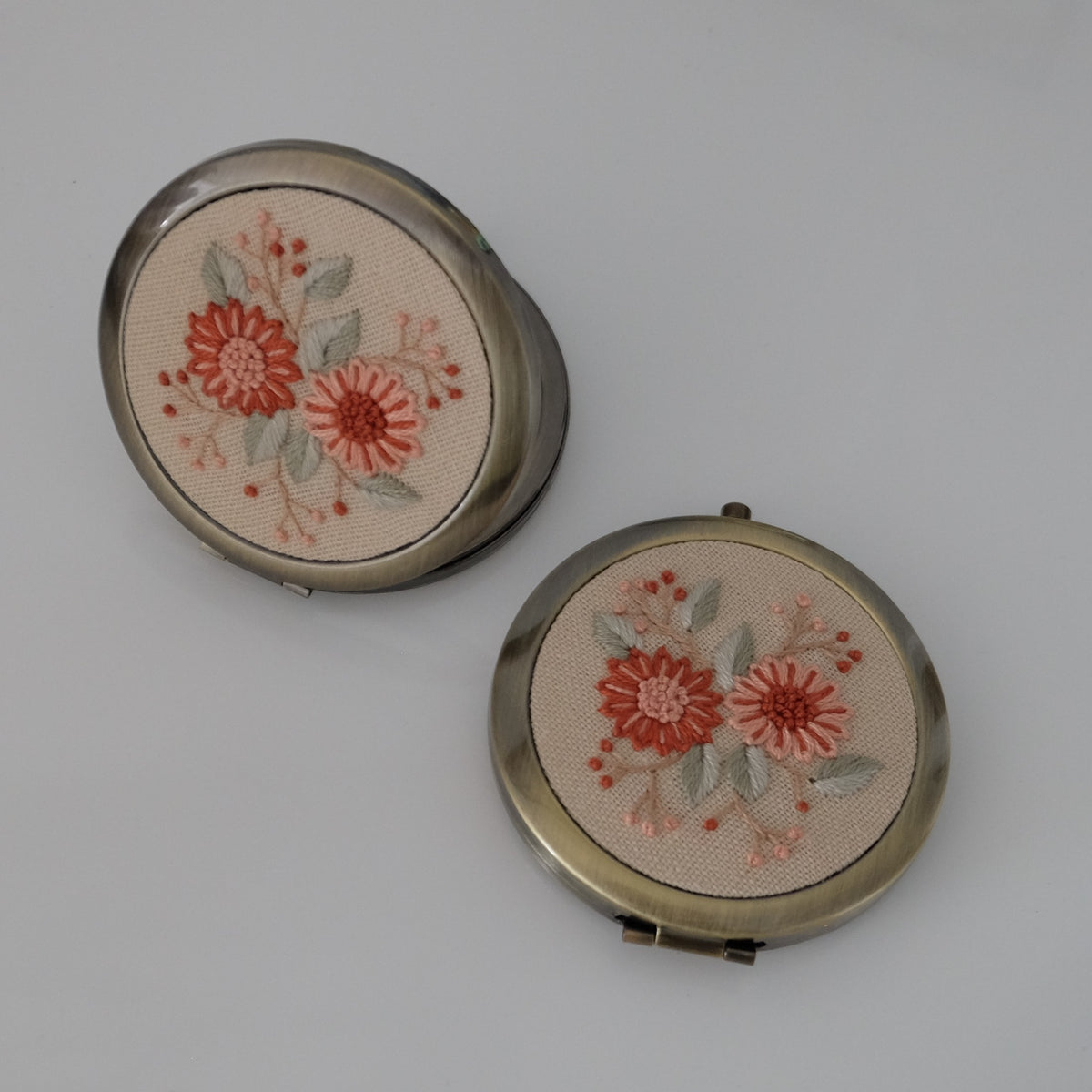 Hand-Embroidered Compact Mirror