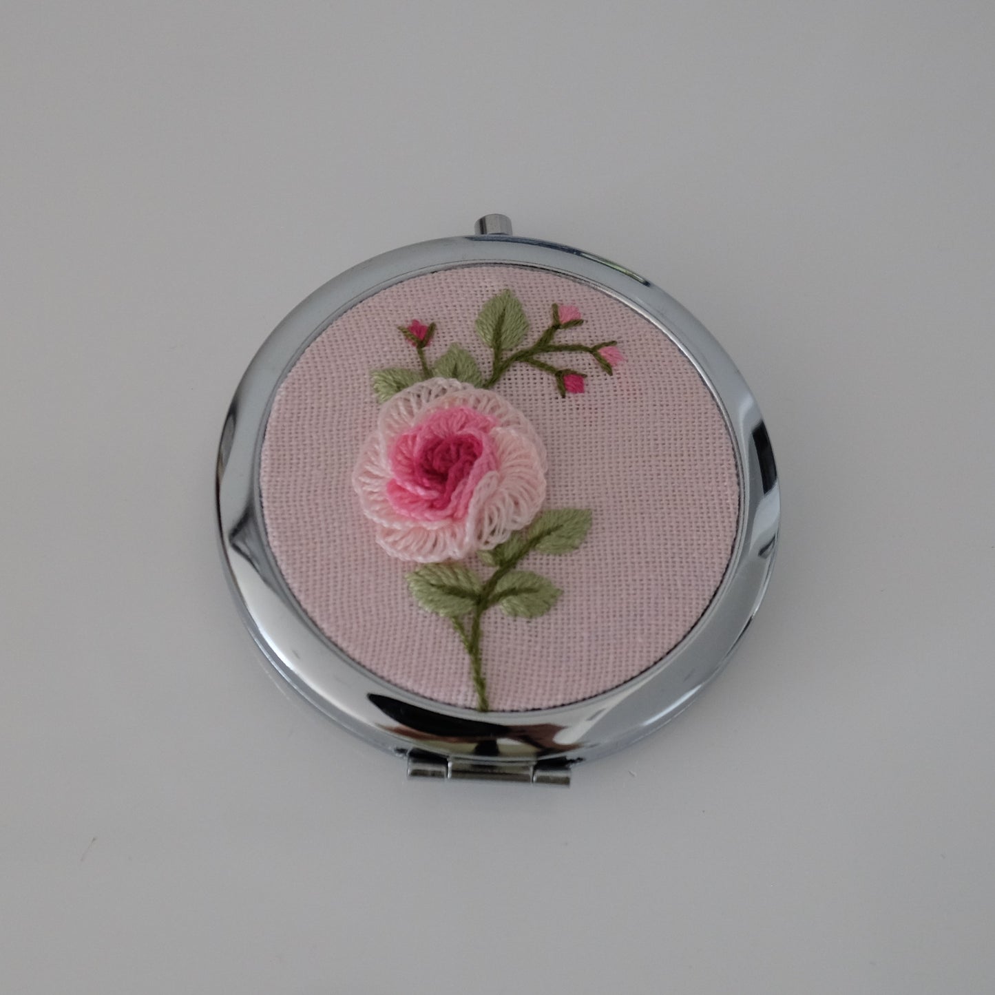 Hand-Embroidered Compact Mirror