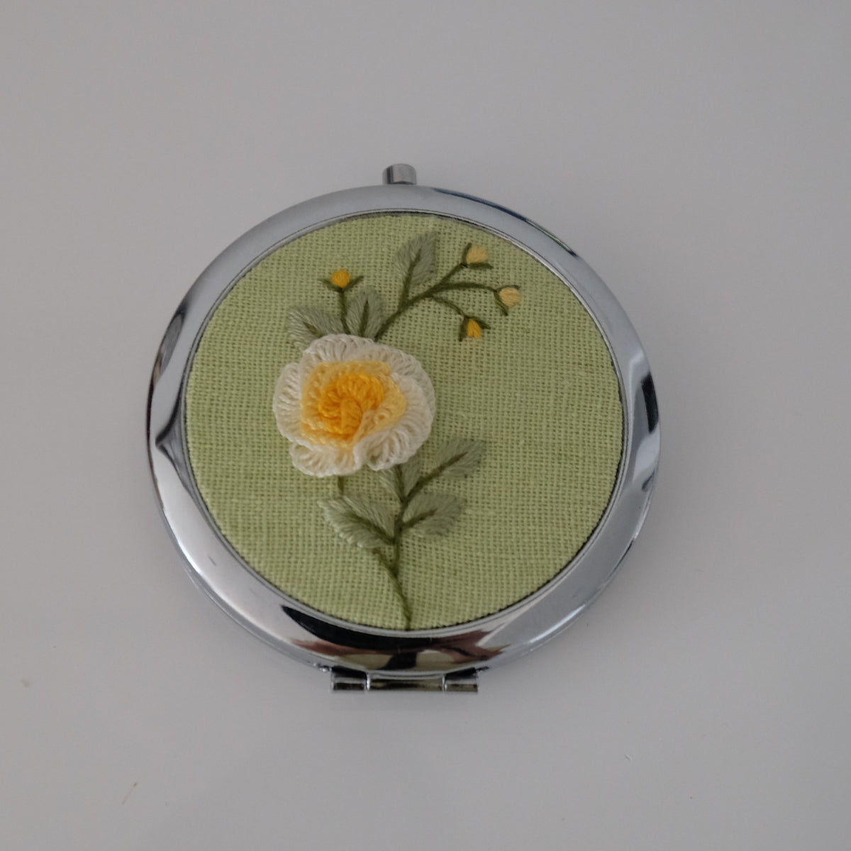 Hand-Embroidered Compact Mirror