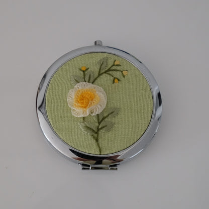 Hand-Embroidered Compact Mirror