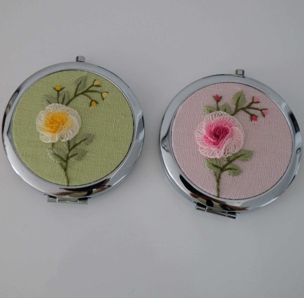 Hand-Embroidered Compact Mirror