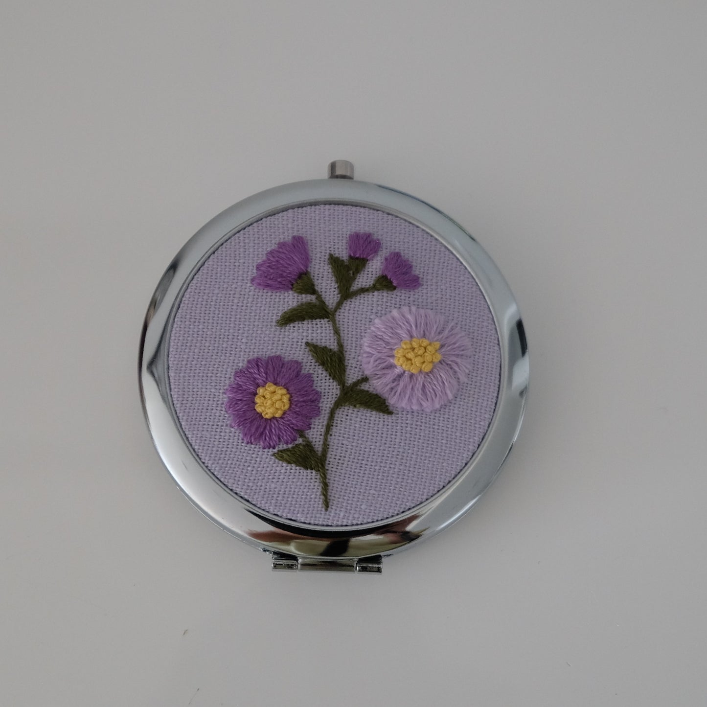 Hand-Embroidered Compact Mirror