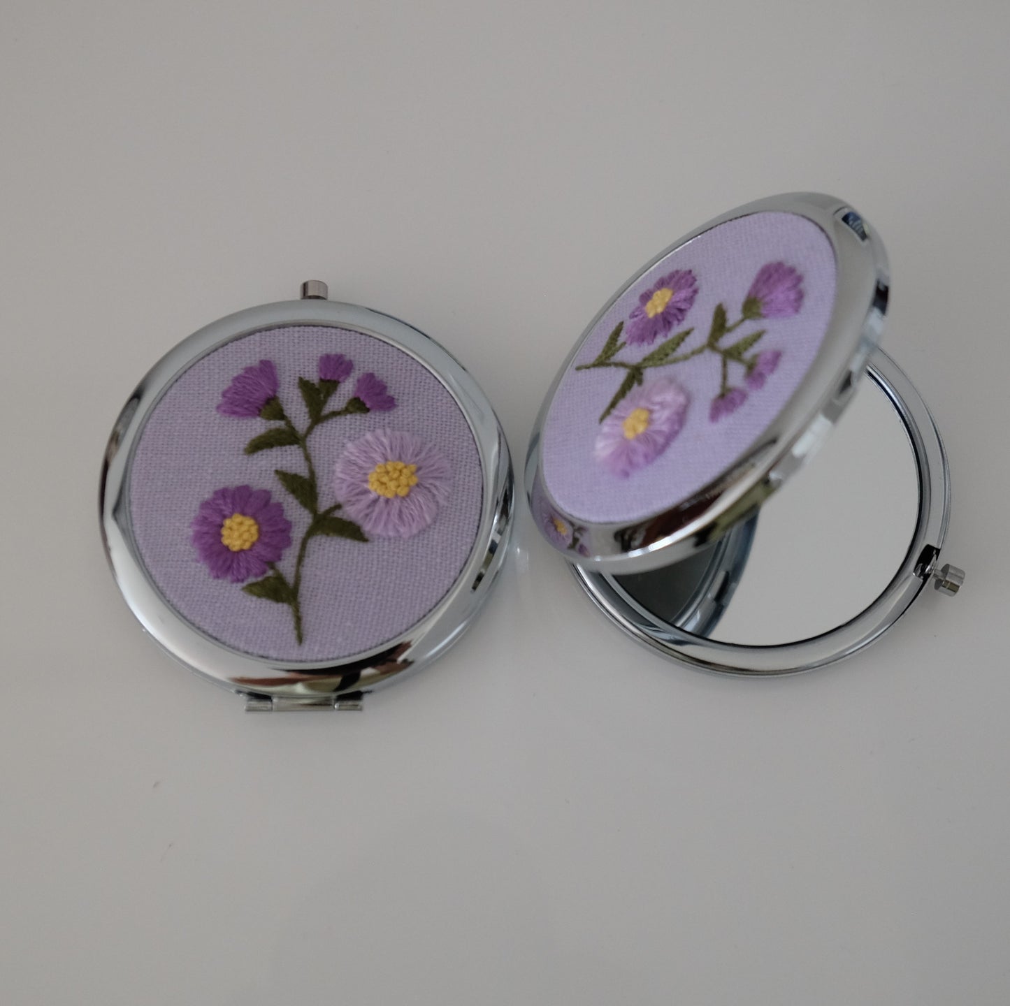 Hand-Embroidered Compact Mirror