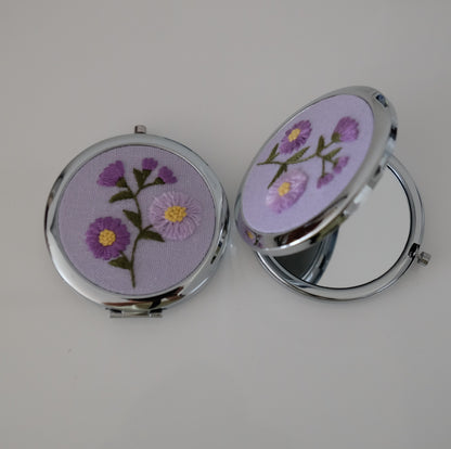 Hand-Embroidered Compact Mirror