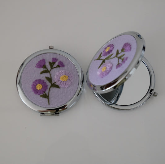 Hand-Embroidered Compact Mirror