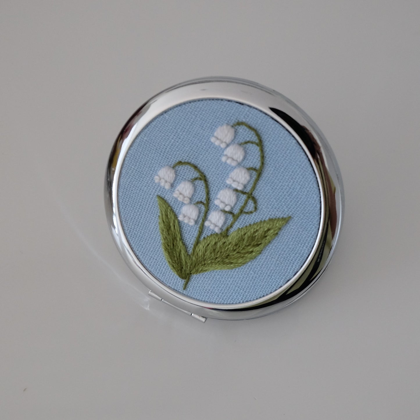Hand-Embroidered Compact Mirror
