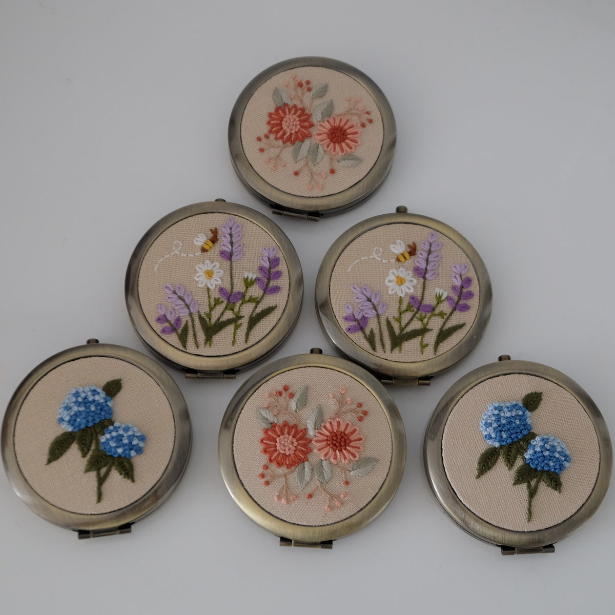 Hand-Embroidered Compact Mirror