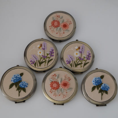Hand-Embroidered Compact Mirror