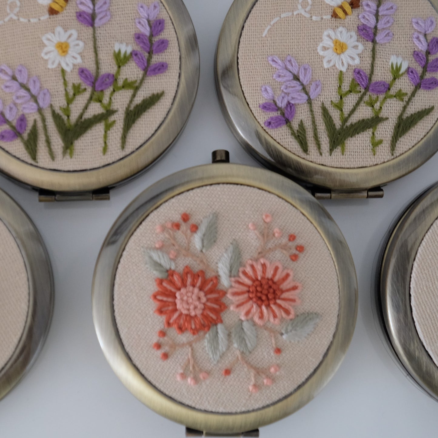 Hand-Embroidered Compact Mirror