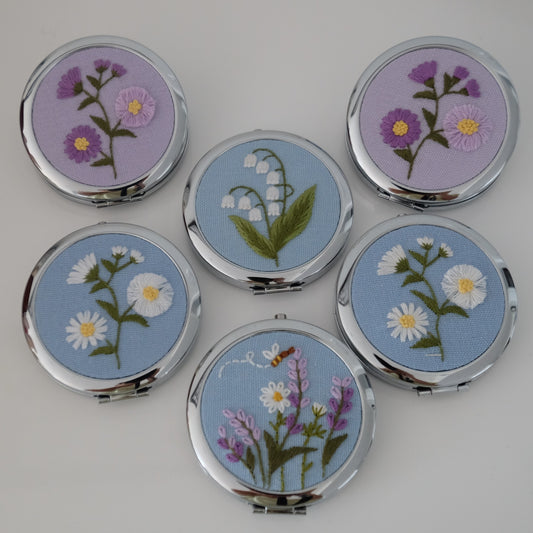 Hand-Embroidered Compact Mirror