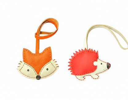 Adorable Handstitched Leather Bag Charms - Woodland Collection