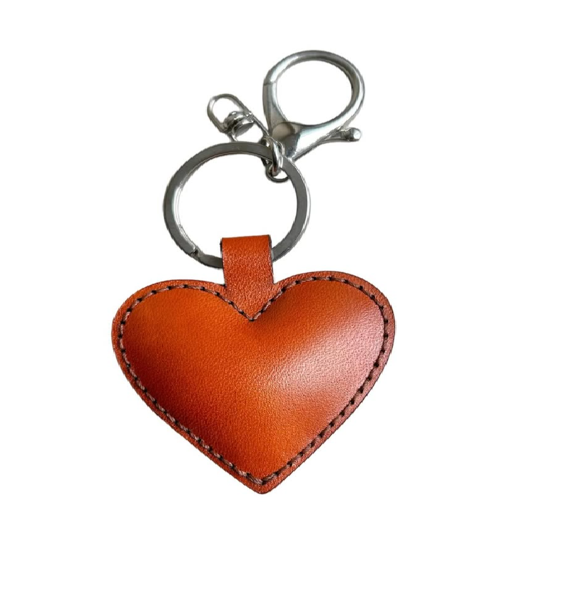 Handcrafted Heart Real Leather Keychains