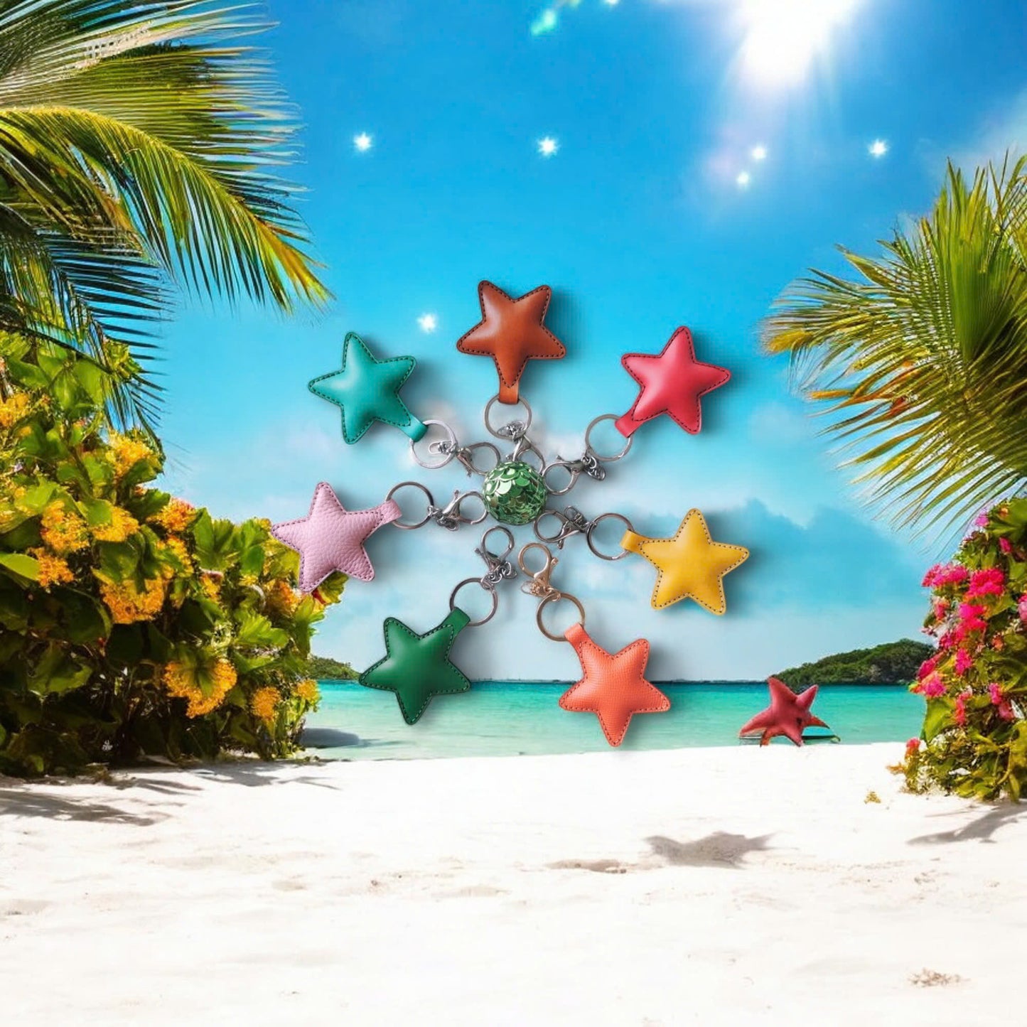 Handcrafted Star Real Leather Keychains