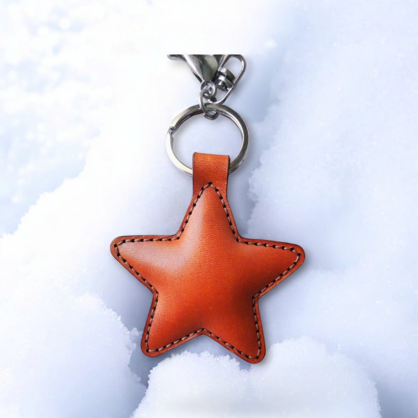Handcrafted Star Real Leather Keychains