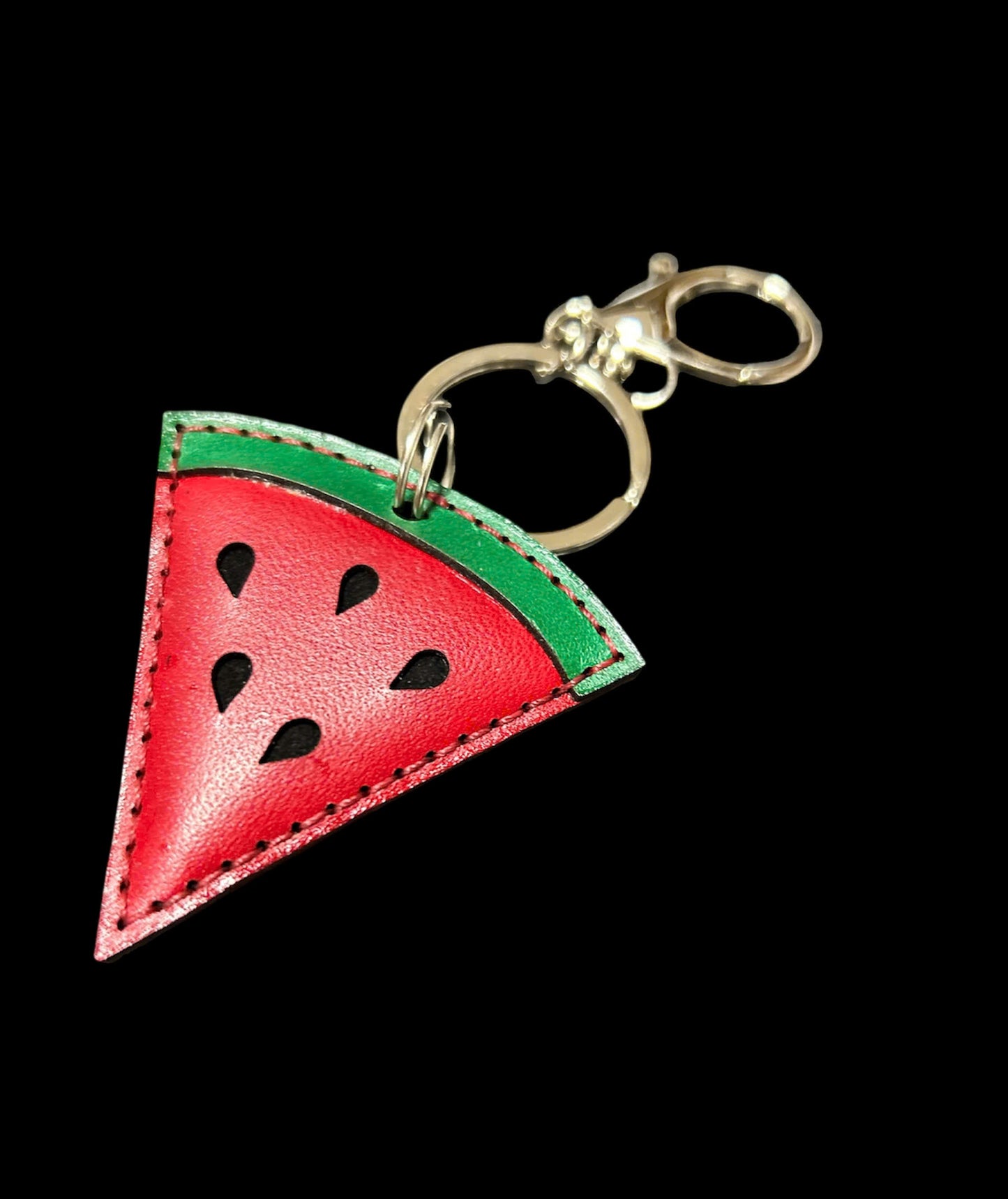 Handcrafted Leather Fruit Keychains – Strawberry, Acorn, & Watermelon Slice